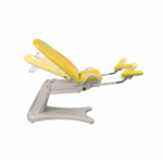 ELANSA fauteuil gynécologie jaune citron appuis pieds porte rouleau de chez Promotal made in France by Tablelya