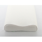 tablelya habys oreiller ergonomique à mémoire de forme dimensions L-60x35x11-9-cm-détail de la housse blanche avec passepoil satin vue de dessus