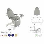 c3565 c3565 ecopostural tablelya fauteuil gynécologie électrique avec appui-bras châssis étroit faible encombrement dimensions