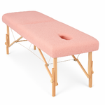 Housse coton éponge Rose Poudré – 80x200x15 cm – Trou-visage-tablelya