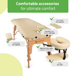 Accessoires de la table de massage LIRA HABYS beige avec appui-tête ergonomique, repose-bras et cavité visage – Tablelya