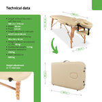 Dimensions de la table de massage LIRA HABYS beige-180 x 59 cm-hauteur réglable de 61 à 84 cm et poids 10 kg – Tablelya