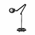 tablelya lampe loupe noire à led bras compensé design sur pied à roulettes rond noir