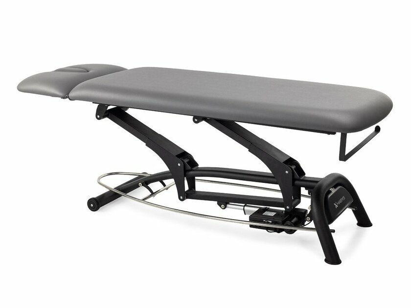 habys agila table électrique deux plans têtière avec trou visage commande périphérqiue grise tablelya