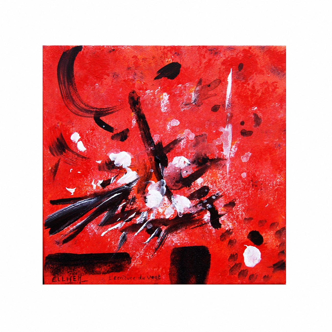 tableau abstrait rouge ecriture ellhea1 C7