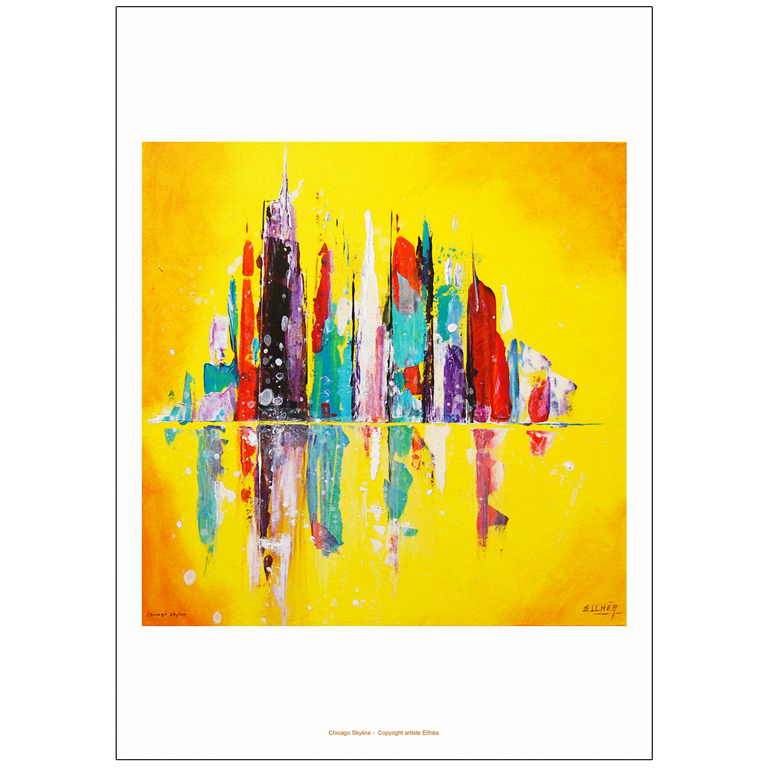 poster abstrait chicago skyline peinture ellhea
