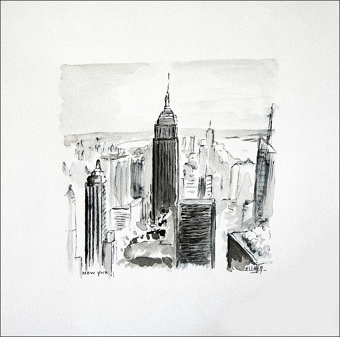 New-York peinture encre de chine