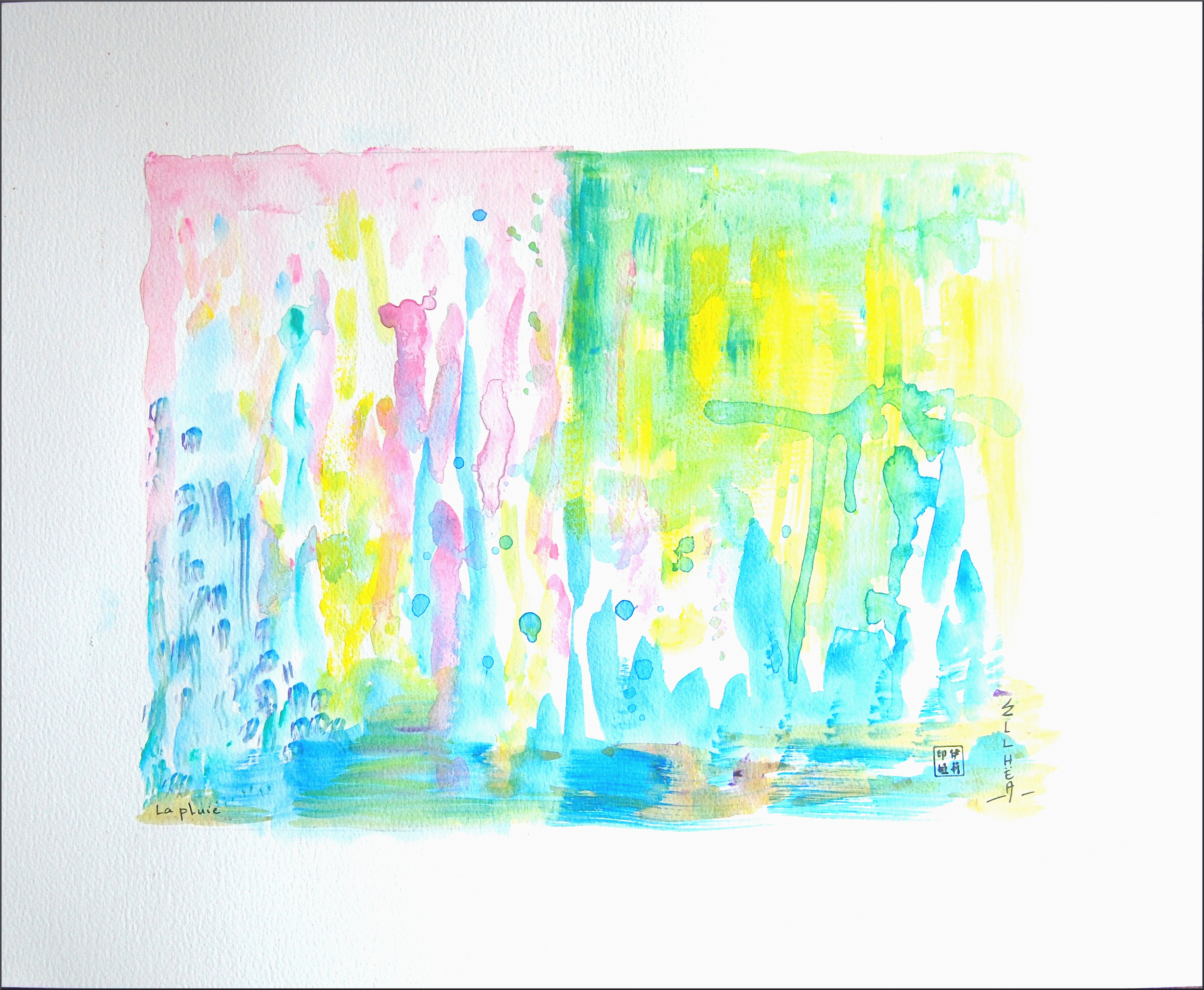aquarelle abstraite la pluie peintre ellhea artstyledeco