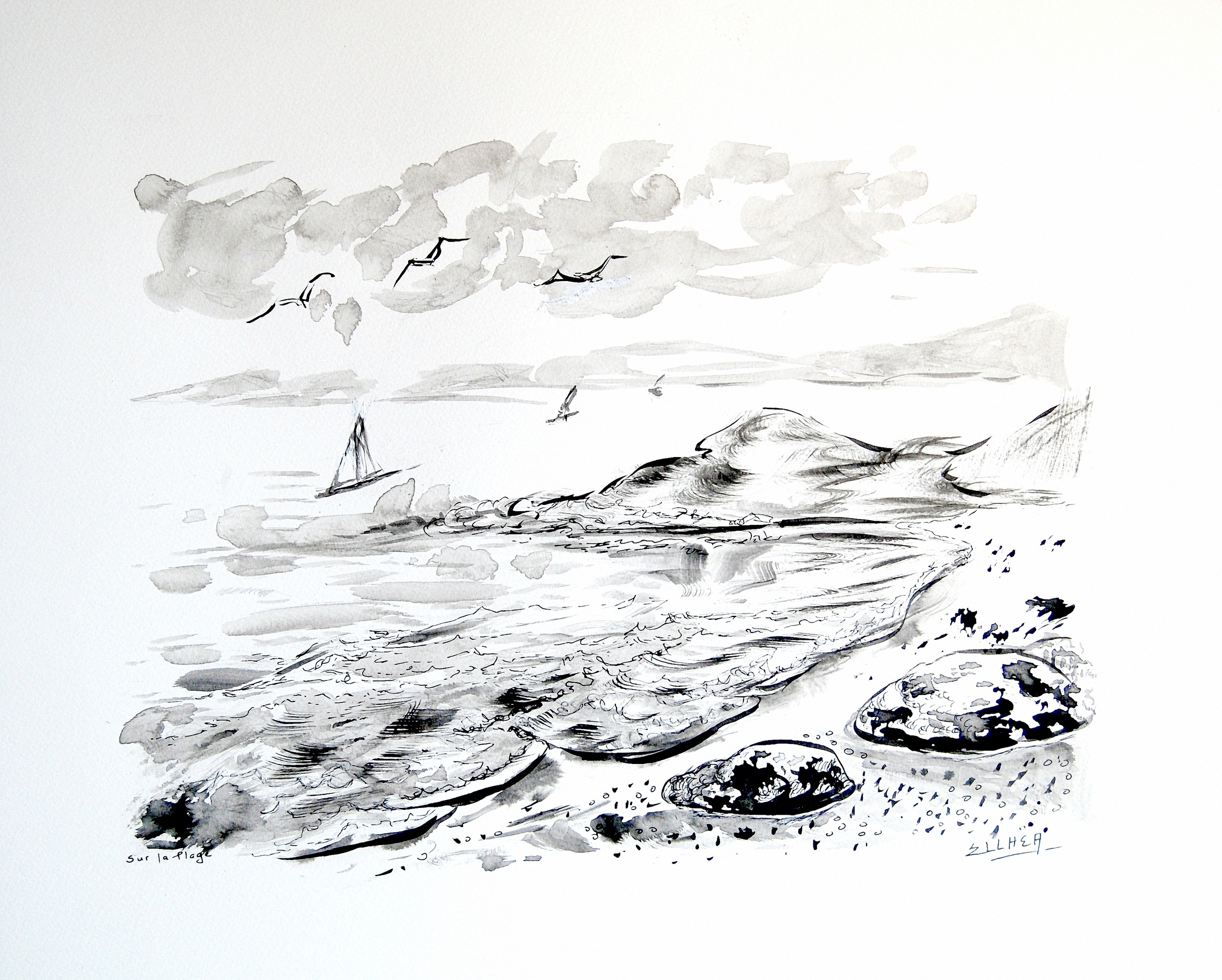 Encre noire Sur la plage2 c8