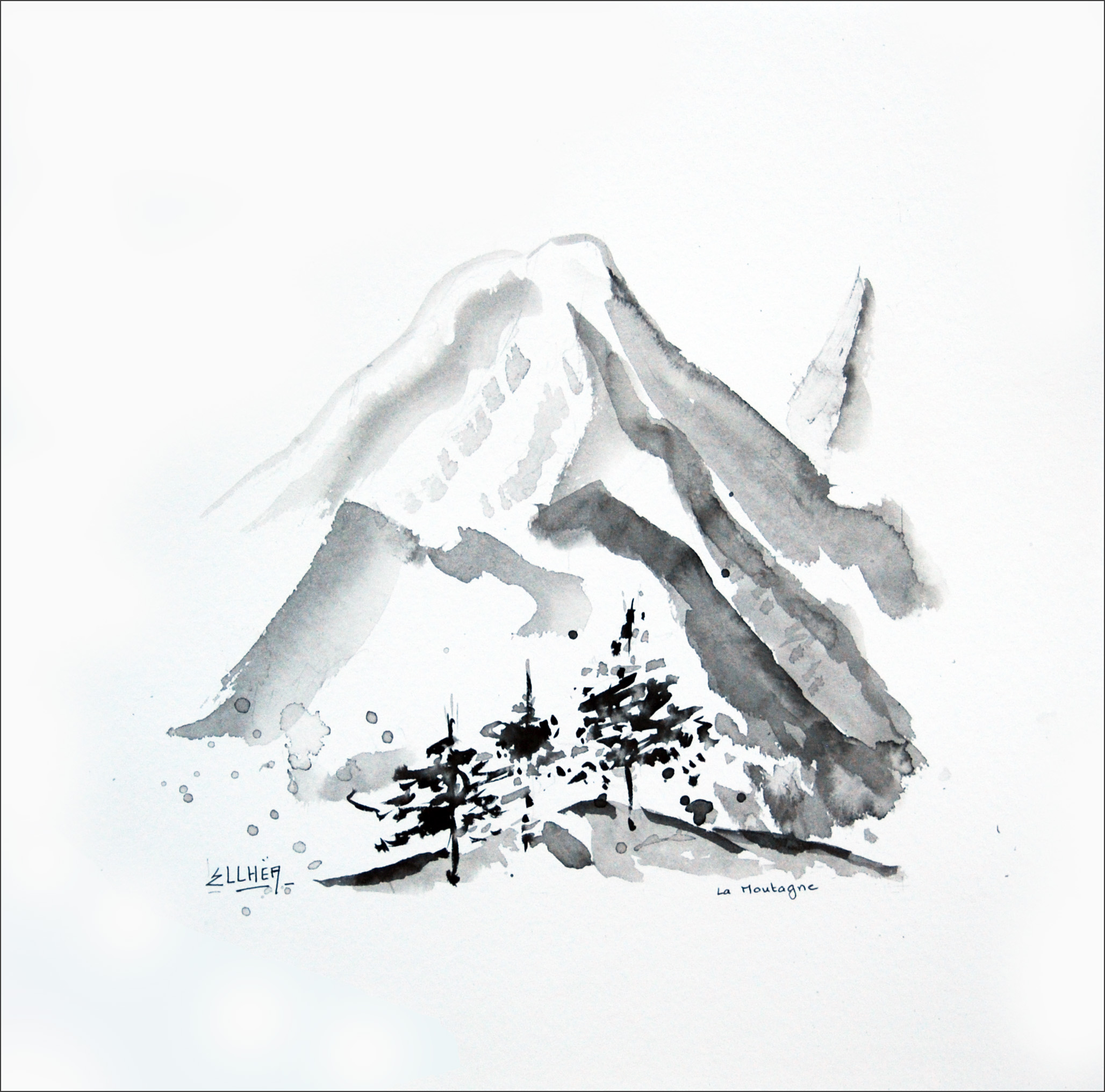 la montagne encre zen peinture unique peintre ellhea galerie art style deco