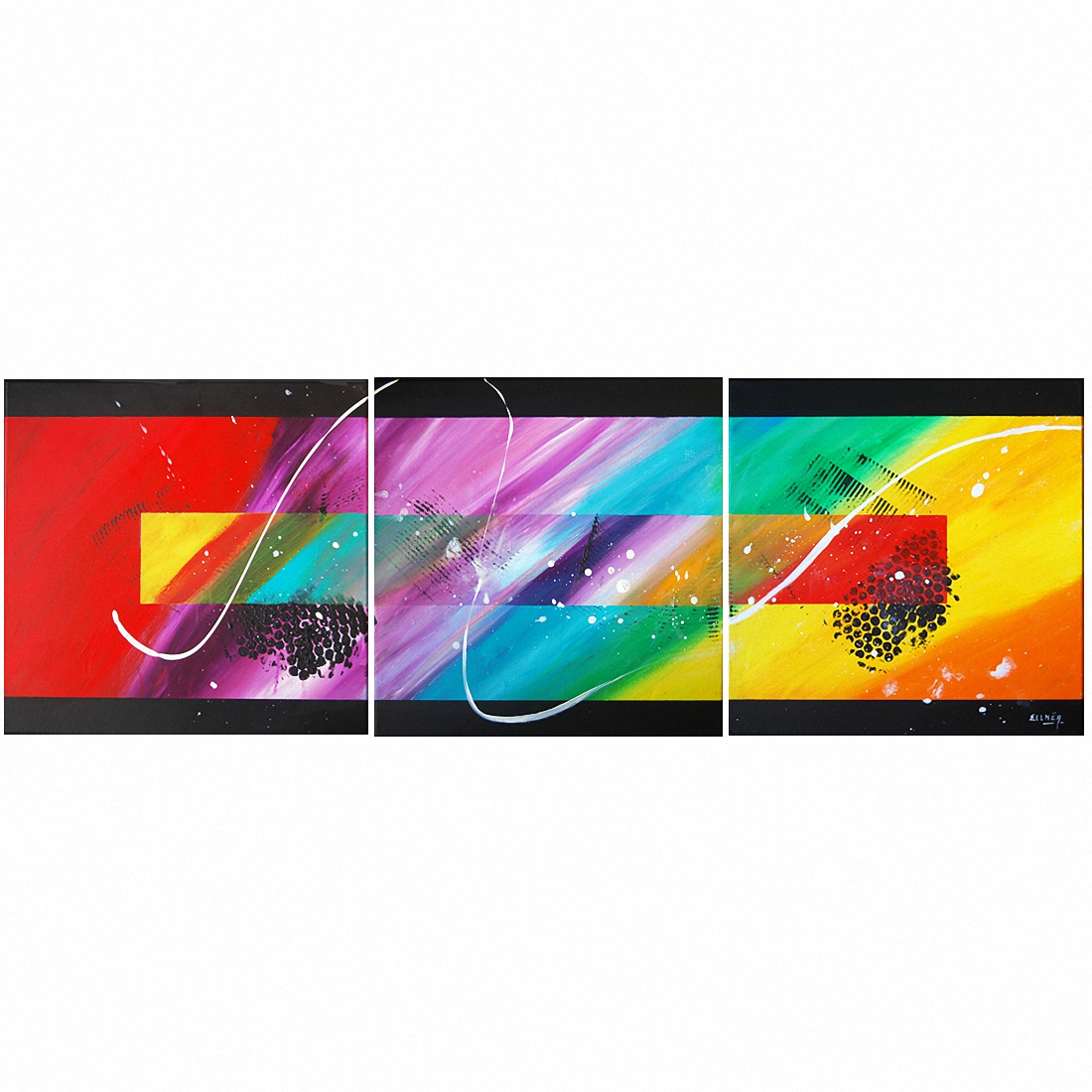 triptyque abstrait colore crescendo peinture abstraite artiste ellhea galerie art style deco