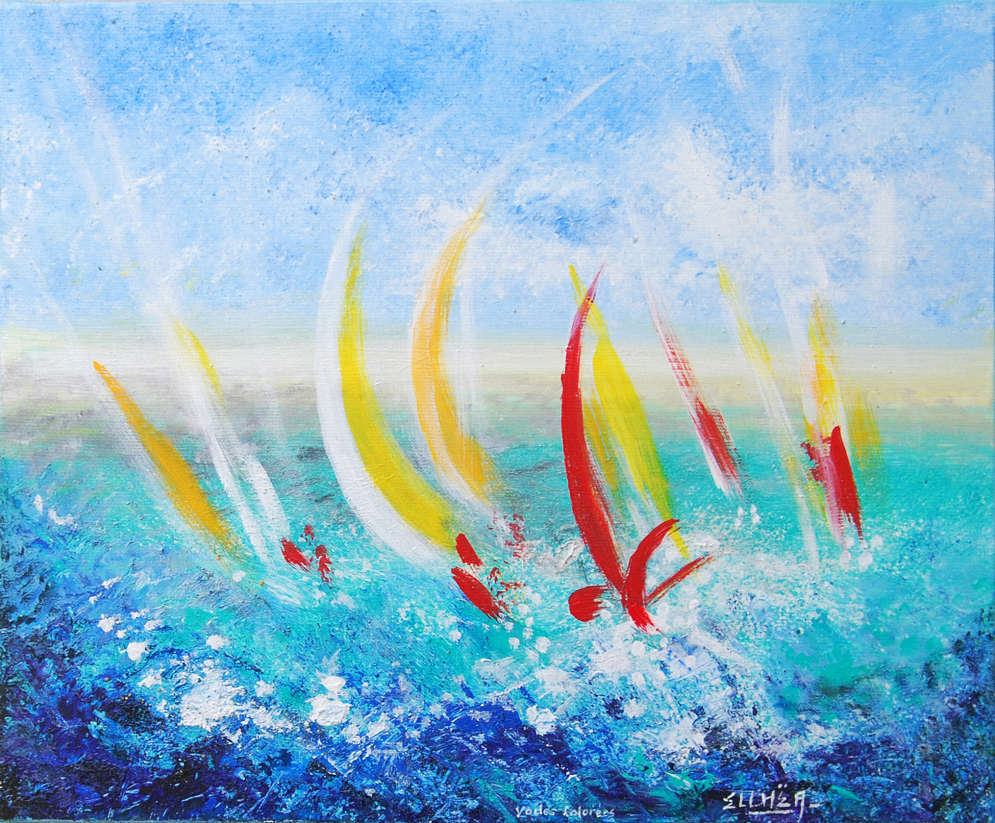 Peinture abstraite design Voiles colorées de l'artiste Ellhëa