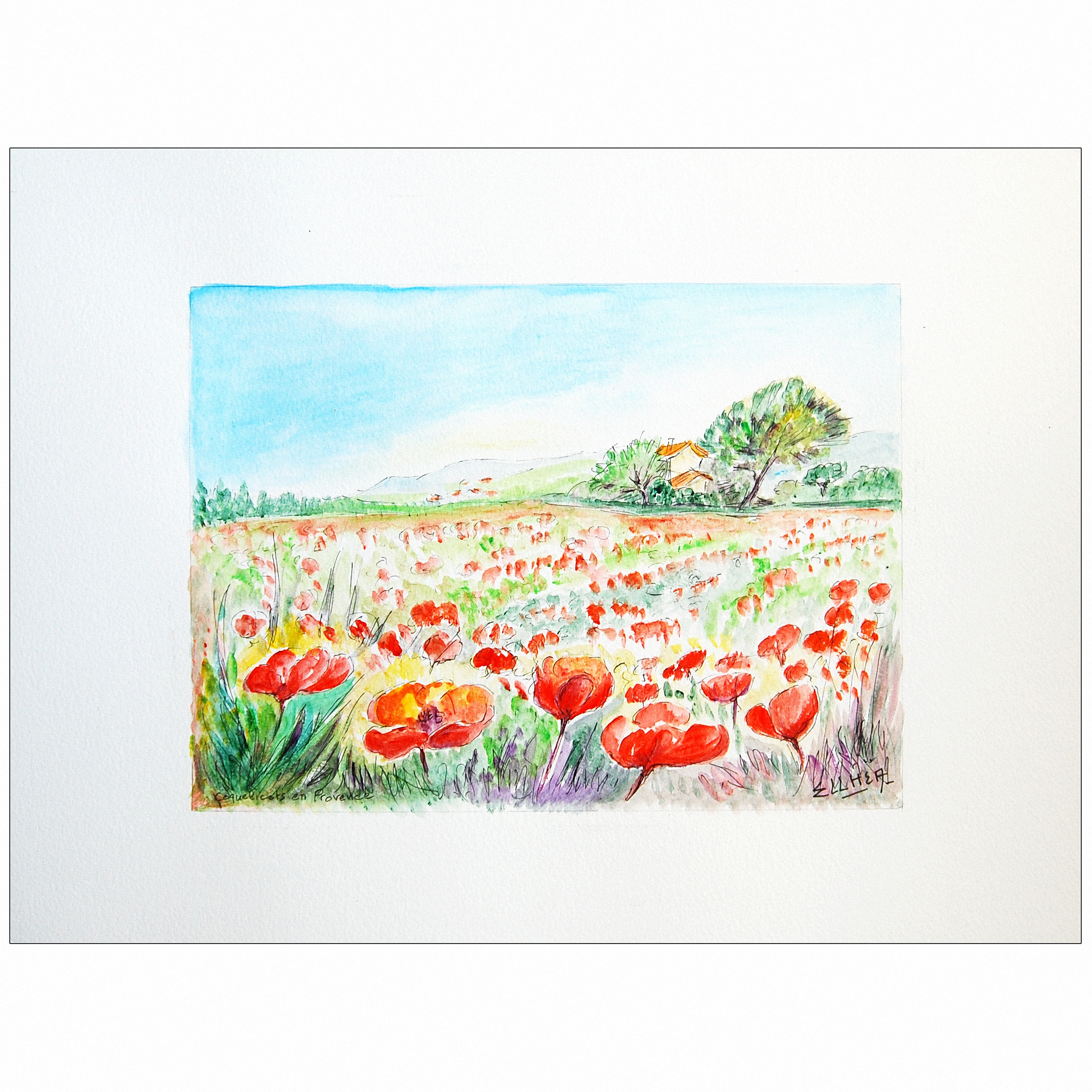 Aquarelle contemporaine de paysage - oeuvre d'art unique - Galerie Art Style Déco