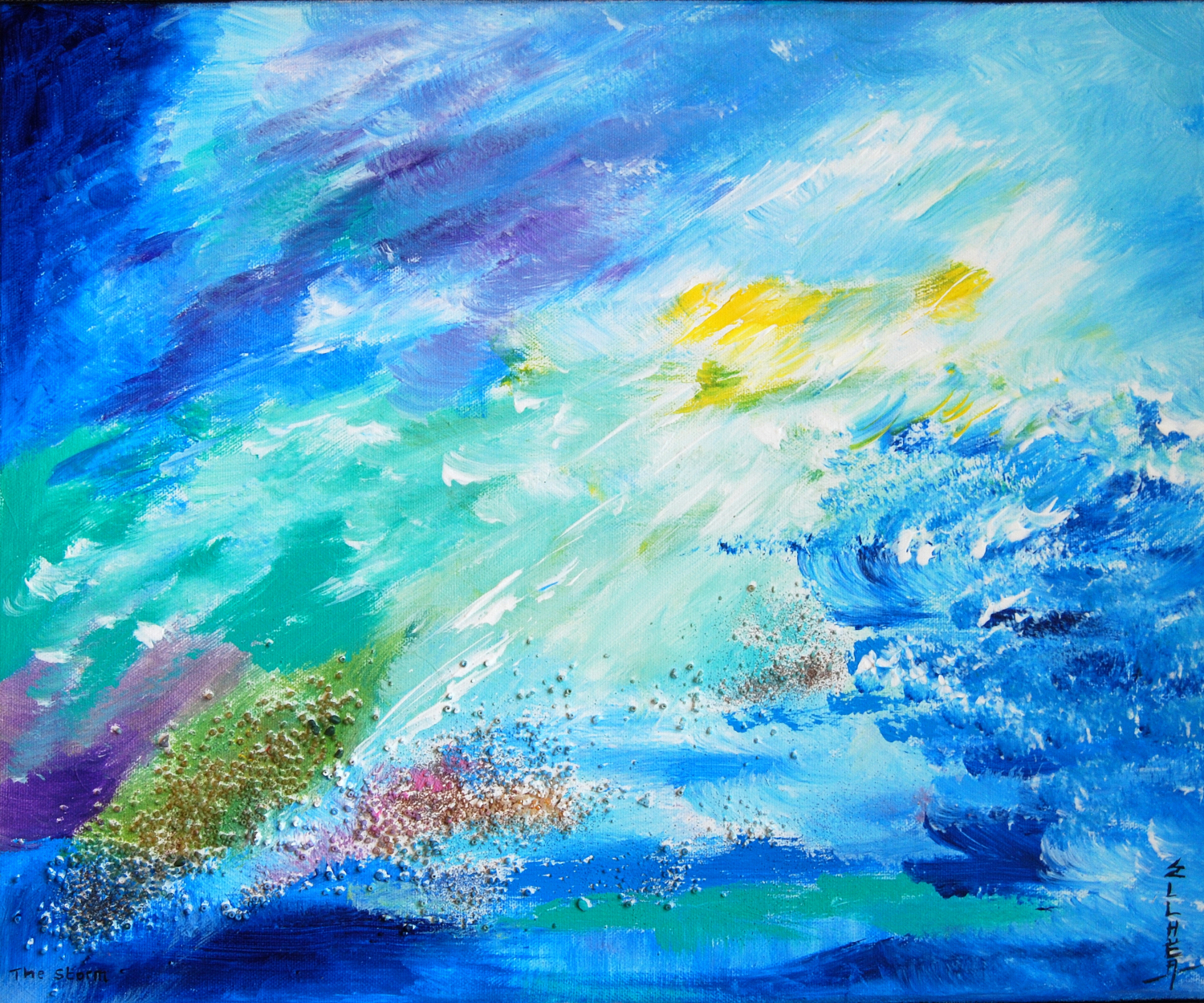 toile abstraite bleue the storm