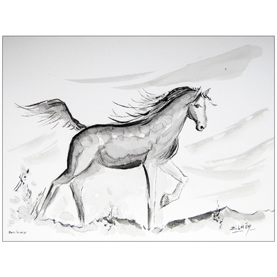 dans la neige encre chine noire peintre ellhea copie