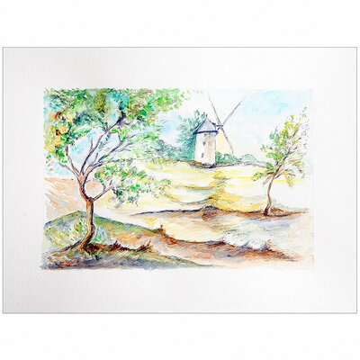 Aquarelle moulin dans la dune ellhea c72
