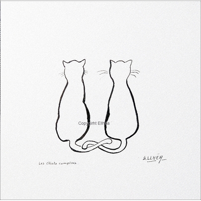 chats complices - dessin encre de chine ellhea 1 c7