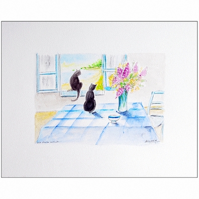 les chats veillent 1 aquarelle ellhea c7