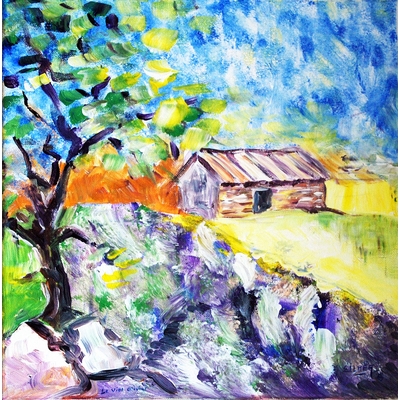 le vieil olivier peinture moderne originale - artiste Ellhea - galerie art style deco