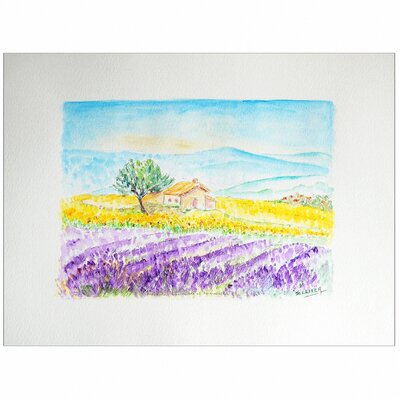 lavandes en provence aquarelle originale peintre ellhea - c7