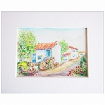 aquarelle paysage village fleuri ellhea pass c7