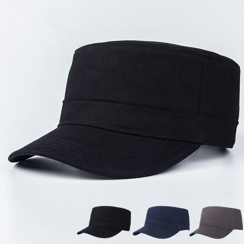 COKK-Casquette-Militaire-Chapeaux-Pour-Hommes-Femmes-Coton-Solide-Couleur-Noir-Arm-e-Casquette-Plate-Casquette