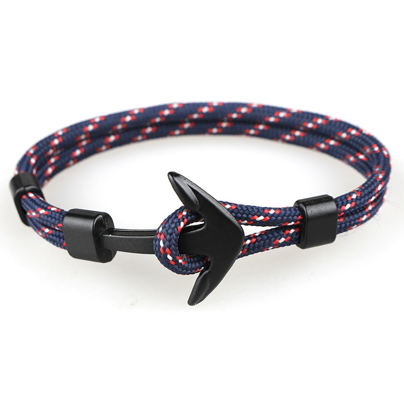 HOMOD-2018-Nouvelle-Mode-Noir-Couleur-Anchor-Bracelets-Hommes-Charme-Survie-Corde-Cha-ne-Paracord-Bracelet