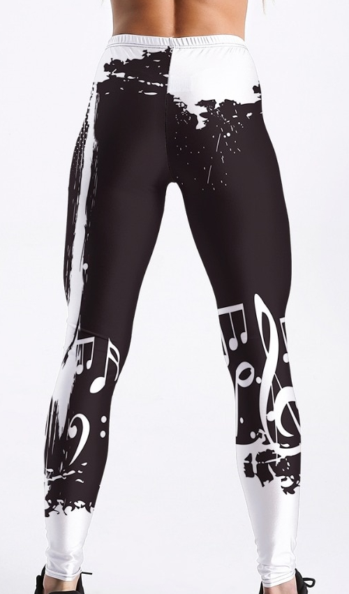 woogalf-Style-mode-en-femmes-Leggings-noir-et-blanc-Note-imprim-Leggings-taille-moyenne-pantalon