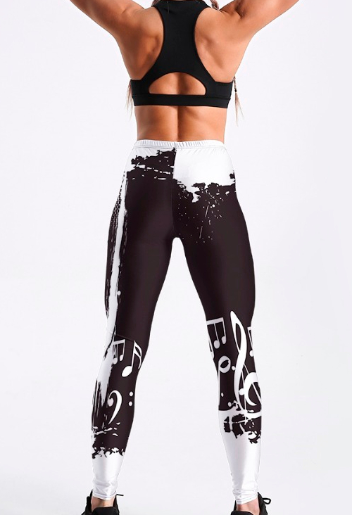 woogalf-Style-mode-en-femmes-Leggings-noir-et-blanc-Note-imprim-Leggings-taille-moyenne-pantalon