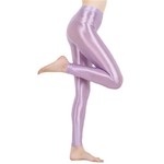 Leggings-de-costume-en-Spandex-pour-femmes-couleur-unie-longueur-cheville-pantalon-de-Yoga-brillant-lastique