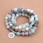 Mode-Femmes-de-bracelet-Mat-Givr-Amazonite-perles-avec-Lotus-OM-Bouddha-Charme-De-Yoga-Bracelet