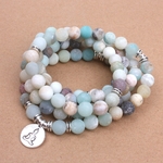 Mode-Femmes-de-bracelet-Mat-Givr-Amazonite-perles-avec-Lotus-OM-Bouddha-Charme-De-Yoga-Bracelet