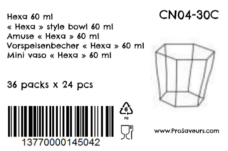 Verrine en plastique hexa 60 ml CN04-30C-5