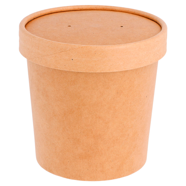 Pot à soupe en carton kraft 360 ml couvercle fermé-ProSaveurs