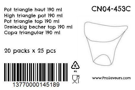 Verrine en plastique Pot triangle haut 190 ml CN04-453C-4