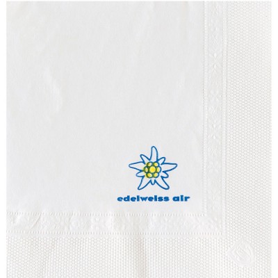 Serviette papier jetable 30x30 cm 2 plis personnalisées avec votre logo 2 couleurs (dès 14 cartons)