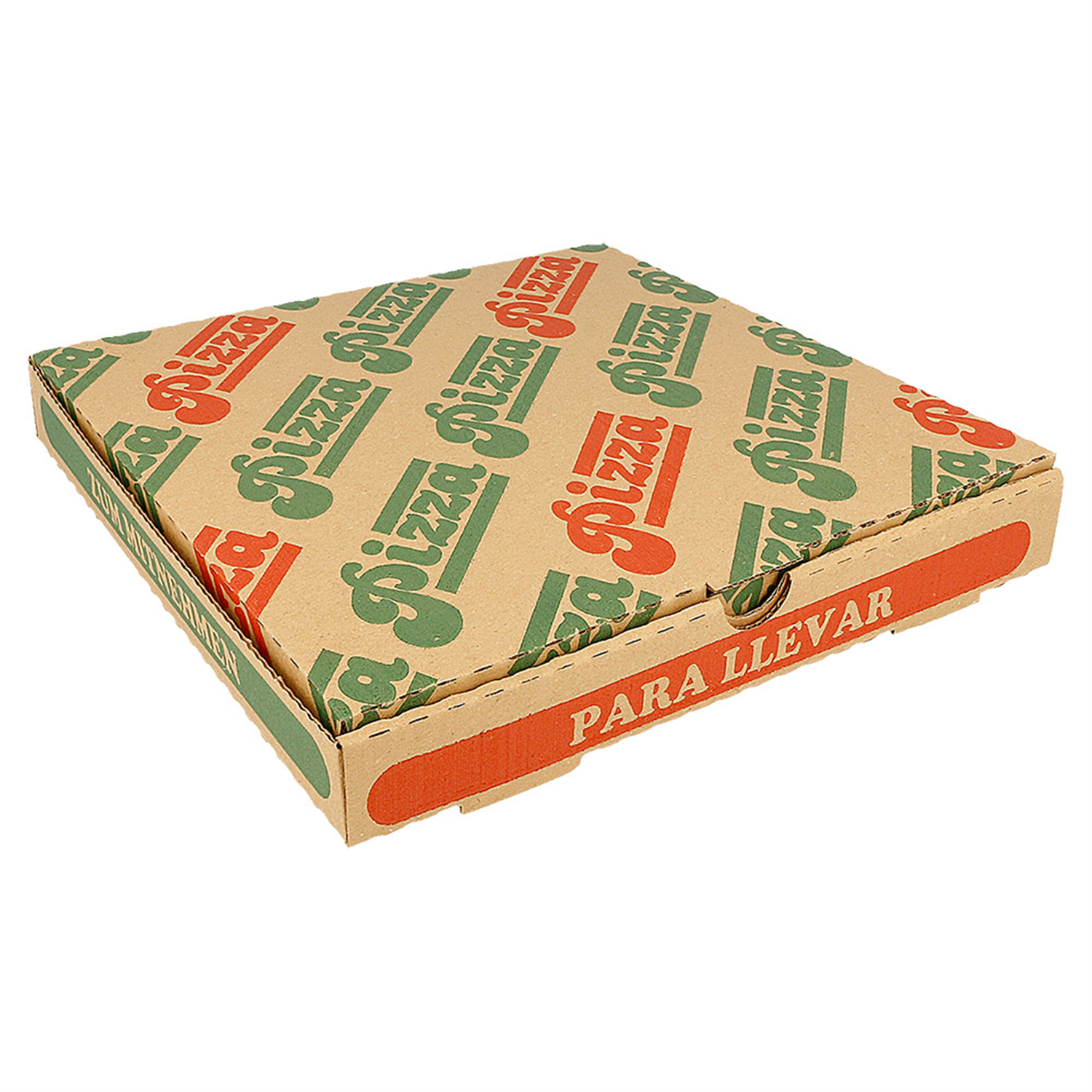 100 boites à pizza en carton brun 24x24x3 cm motif Pizza - ProSaveurs