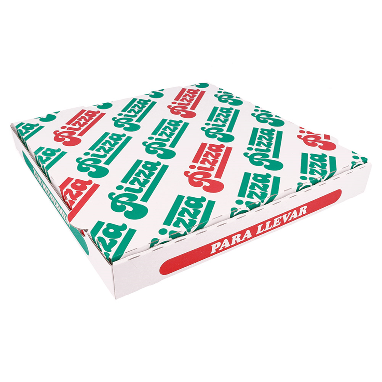 100 boites à pizza en carton blanc 29x29x3.8 cm motif Pizza - ProSaveurs