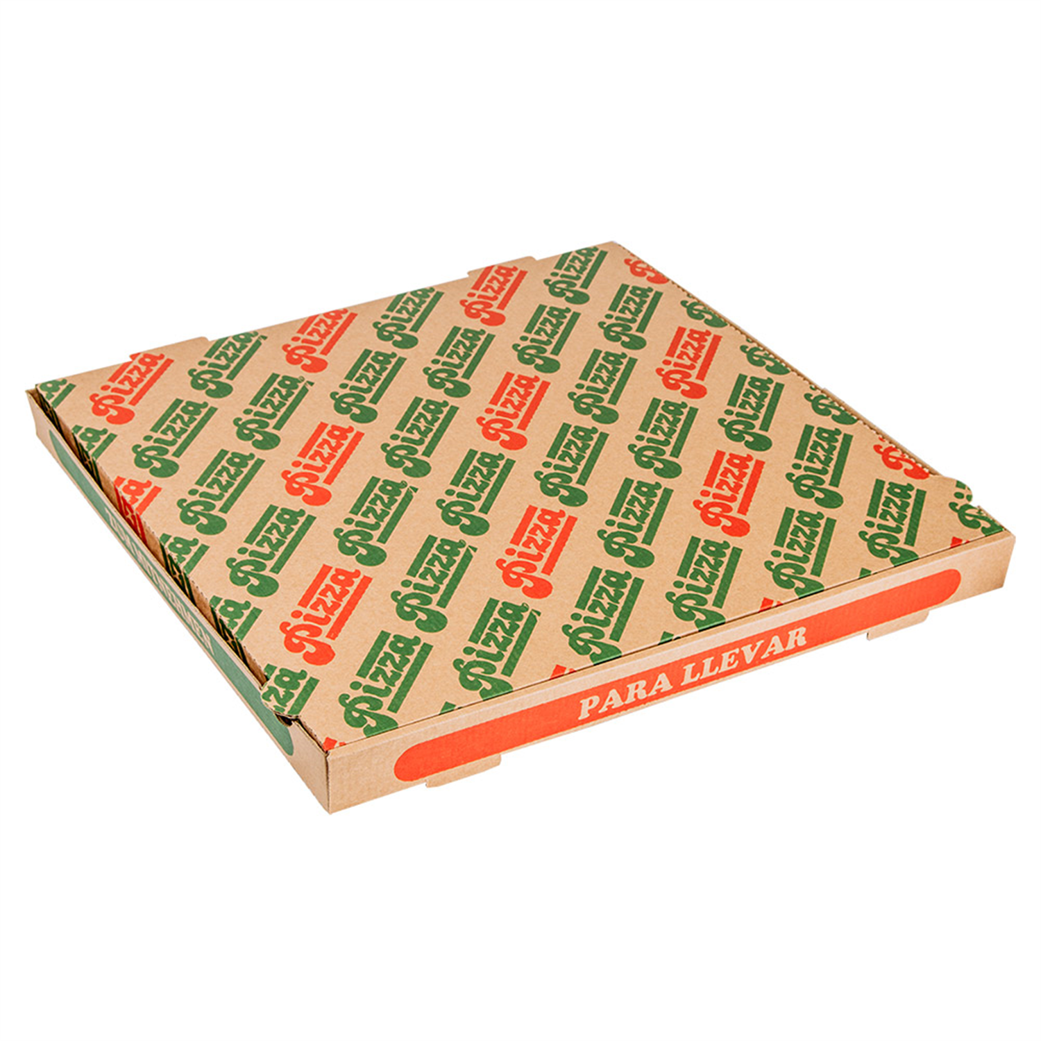 100 boites à pizza en carton brun 36x36x4 cm motif Pizza - ProSaveurs
