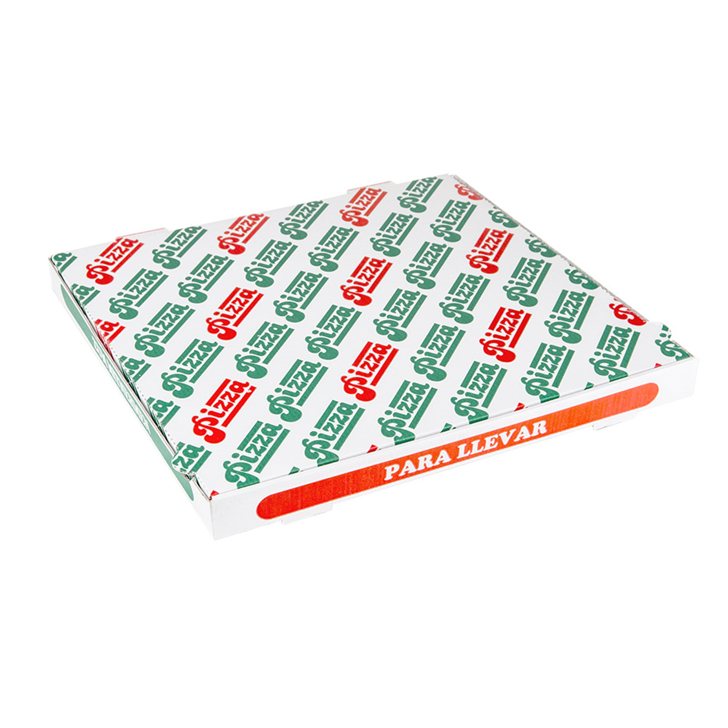 100 boites à pizza en carton blanc 40x40x3.8 cm motif Pizza - ProSaveurs