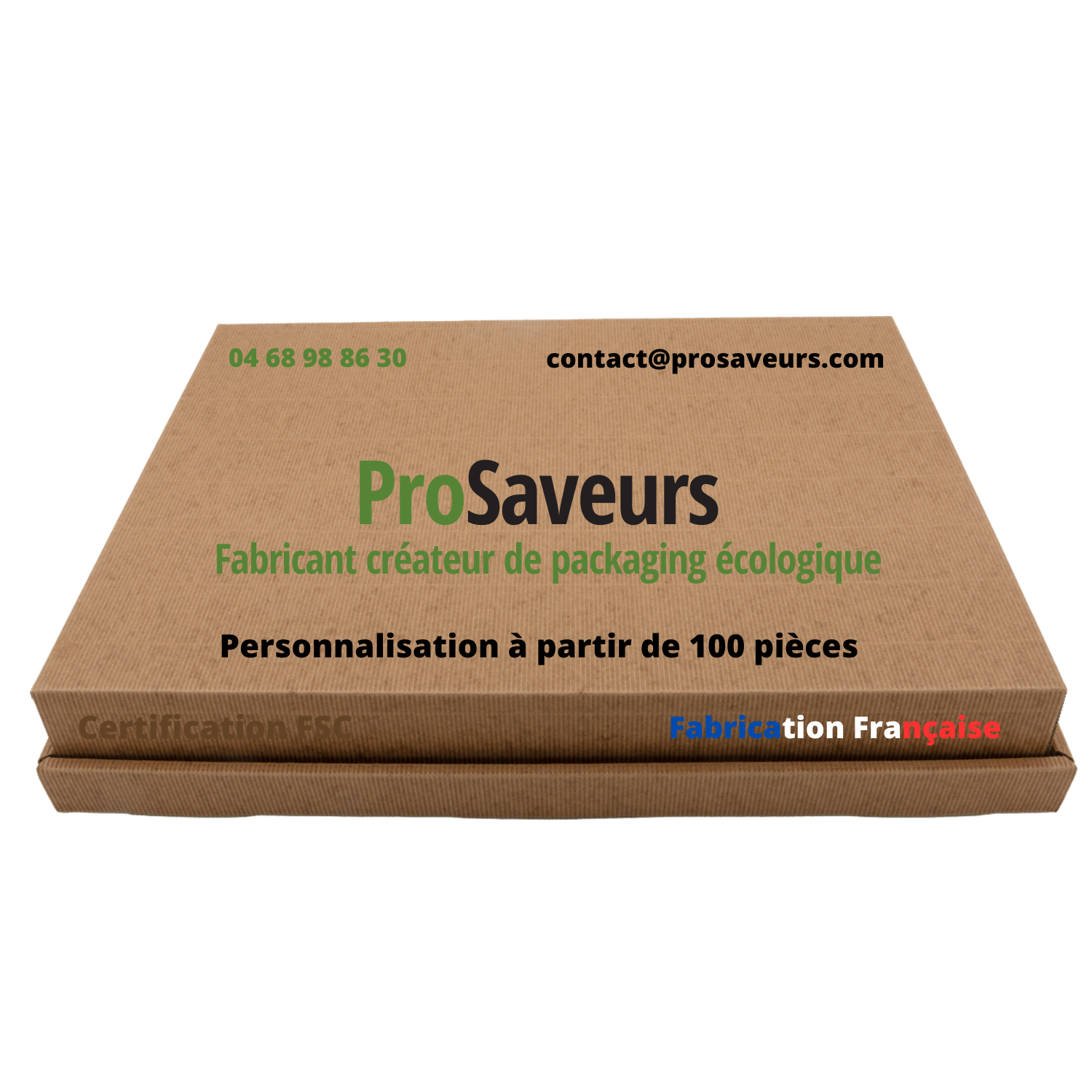 Plateau repas jetable écologique personnalisé en microcannelure apparente écrue - ProSaveurs