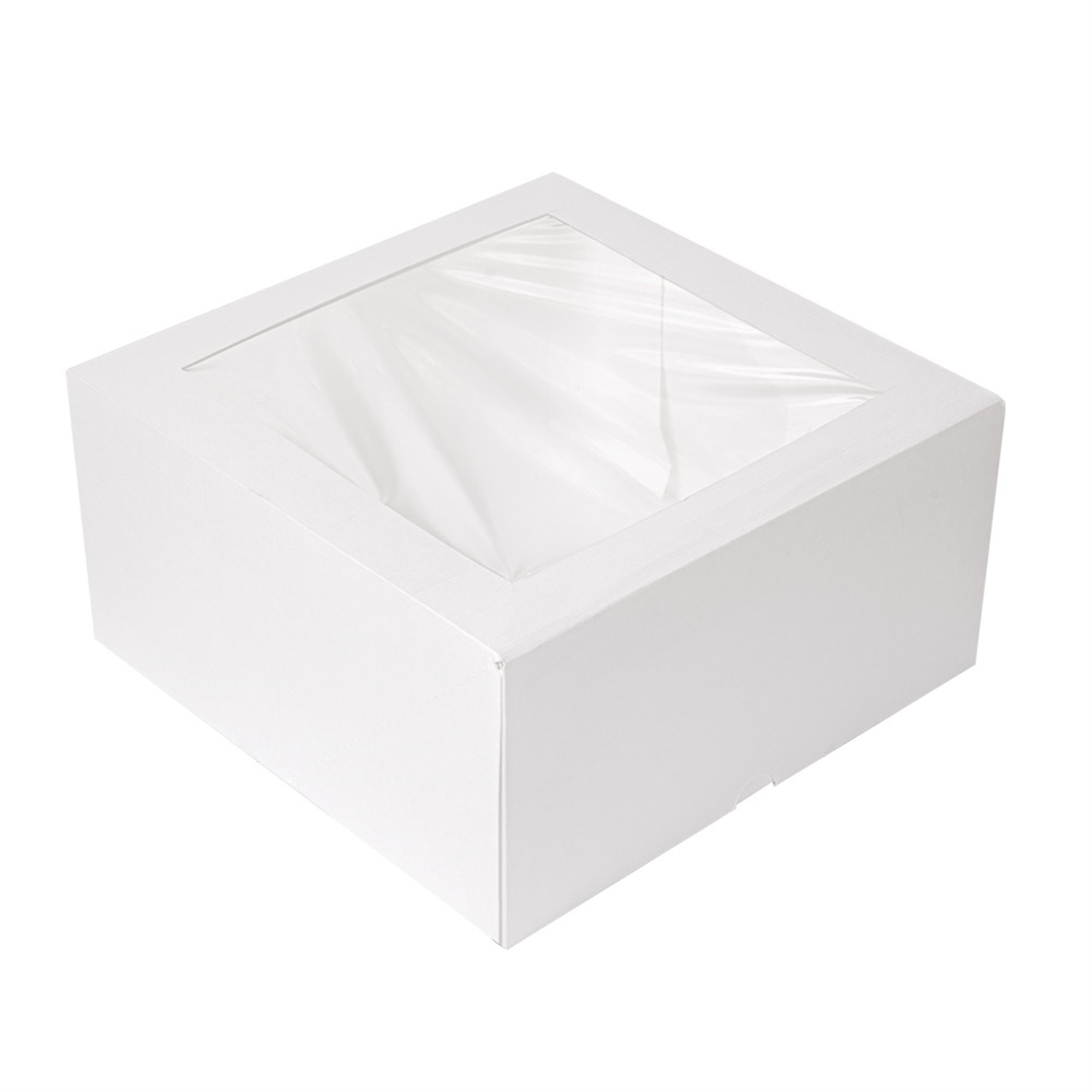 100 boîtes pâtissières blanches avec fenêtre 24x24x12cm - ProSaveurs