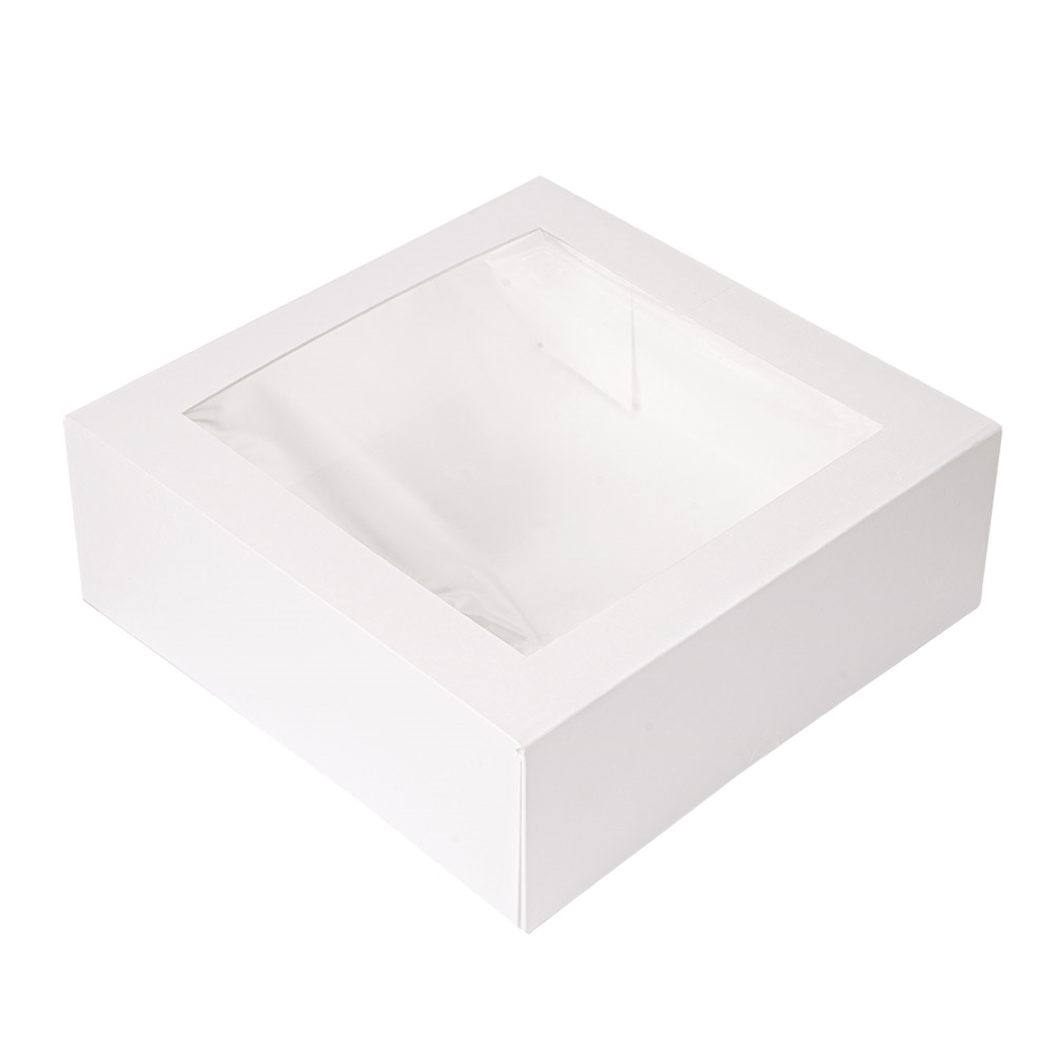 100 boîtes pâtissières blanches avec fenêtre 28x28x10cm - ProSaveurs