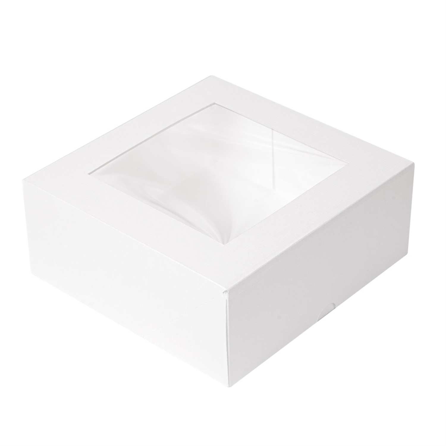 Boîte pâtissière en carton blanc avec fenêtre 18 x 18 x 7,5 cm par 50