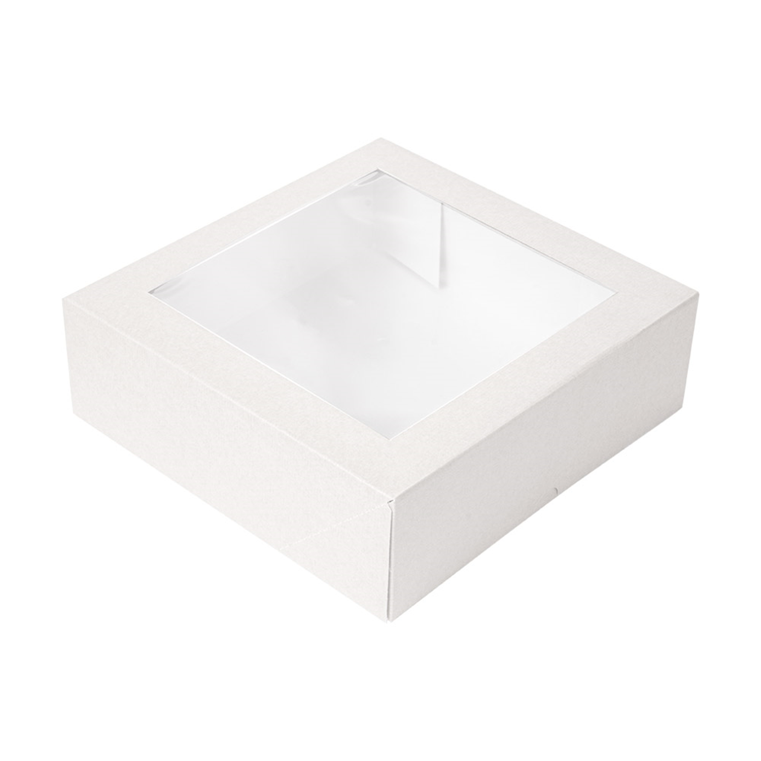 Boîte pâtissière en carton blanc avec fenêtre 23 x 23 x 7,5 cm par 50