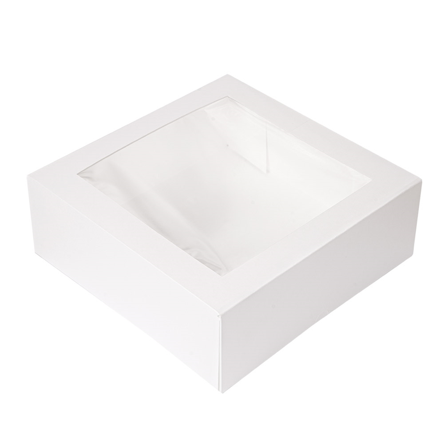 Boîte pâtissière en carton blanc avec fenêtre 28 x 28 x 10 cm par 50