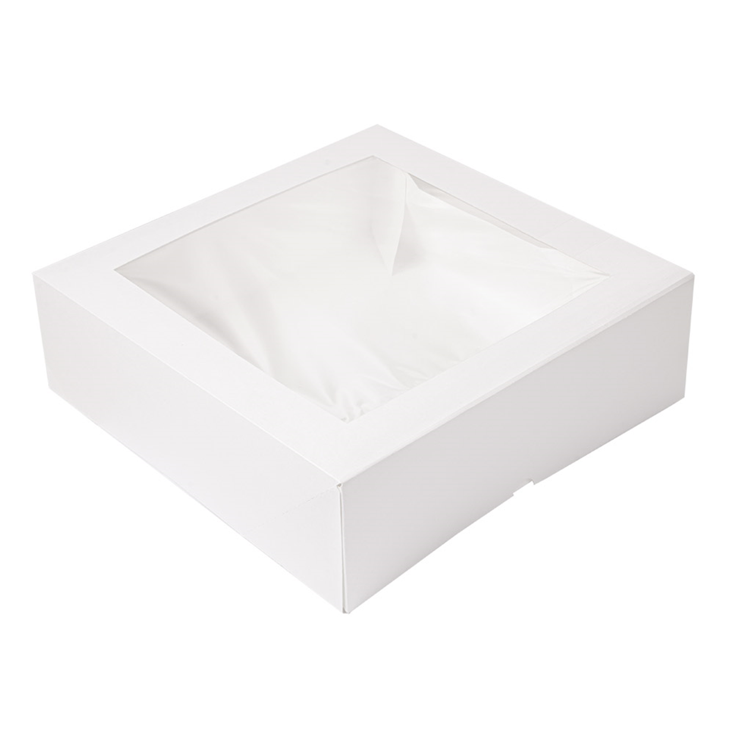 Boîte pâtissière en carton blanc avec fenêtre 32 x 32 x 10 cm par 50