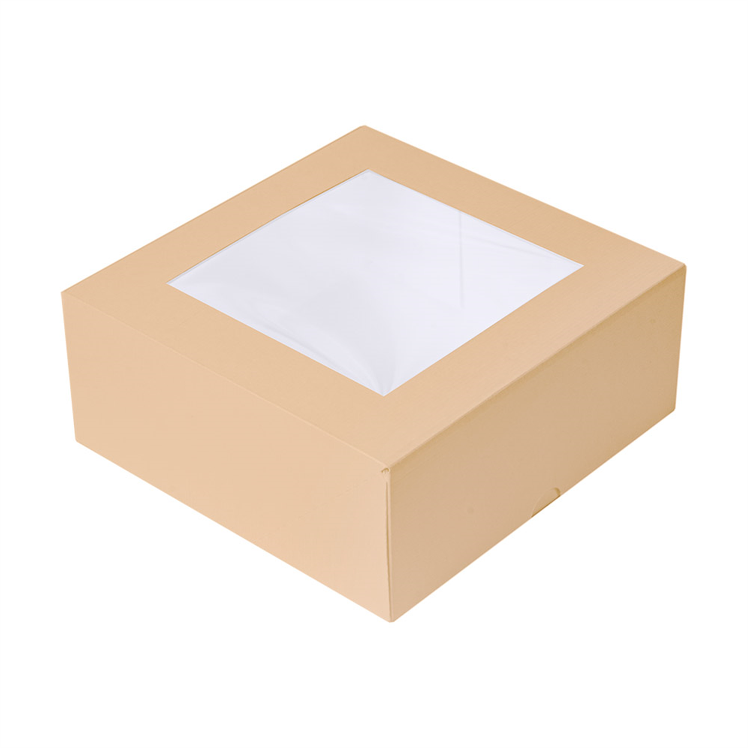Boîte pâtissière en carton kraft avec fenêtre 18 x 18 x 7,5 cm par 50