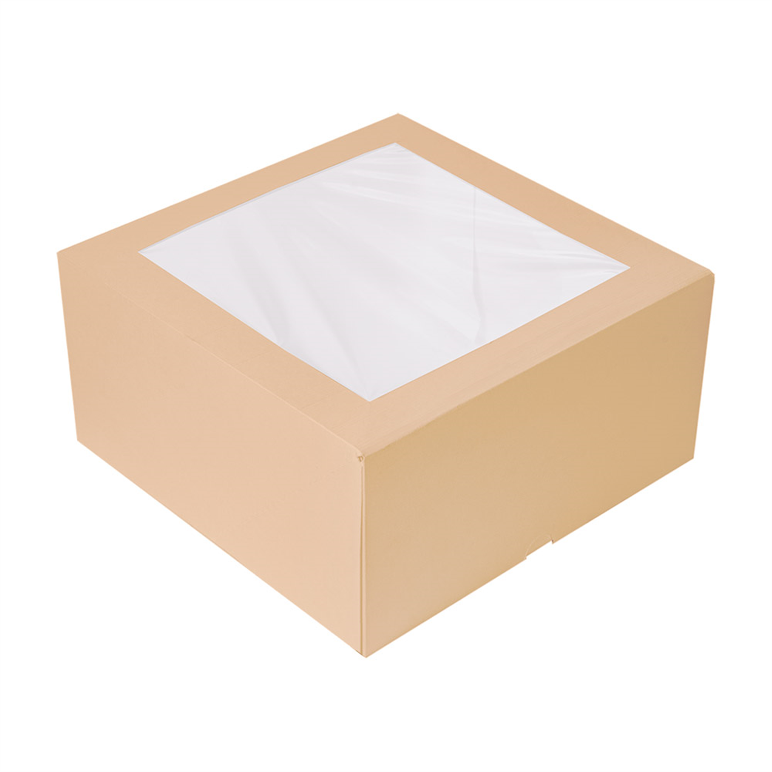 Boîte pâtissière en carton kraft avec fenêtre 24 x 24 x 12 cm par 50