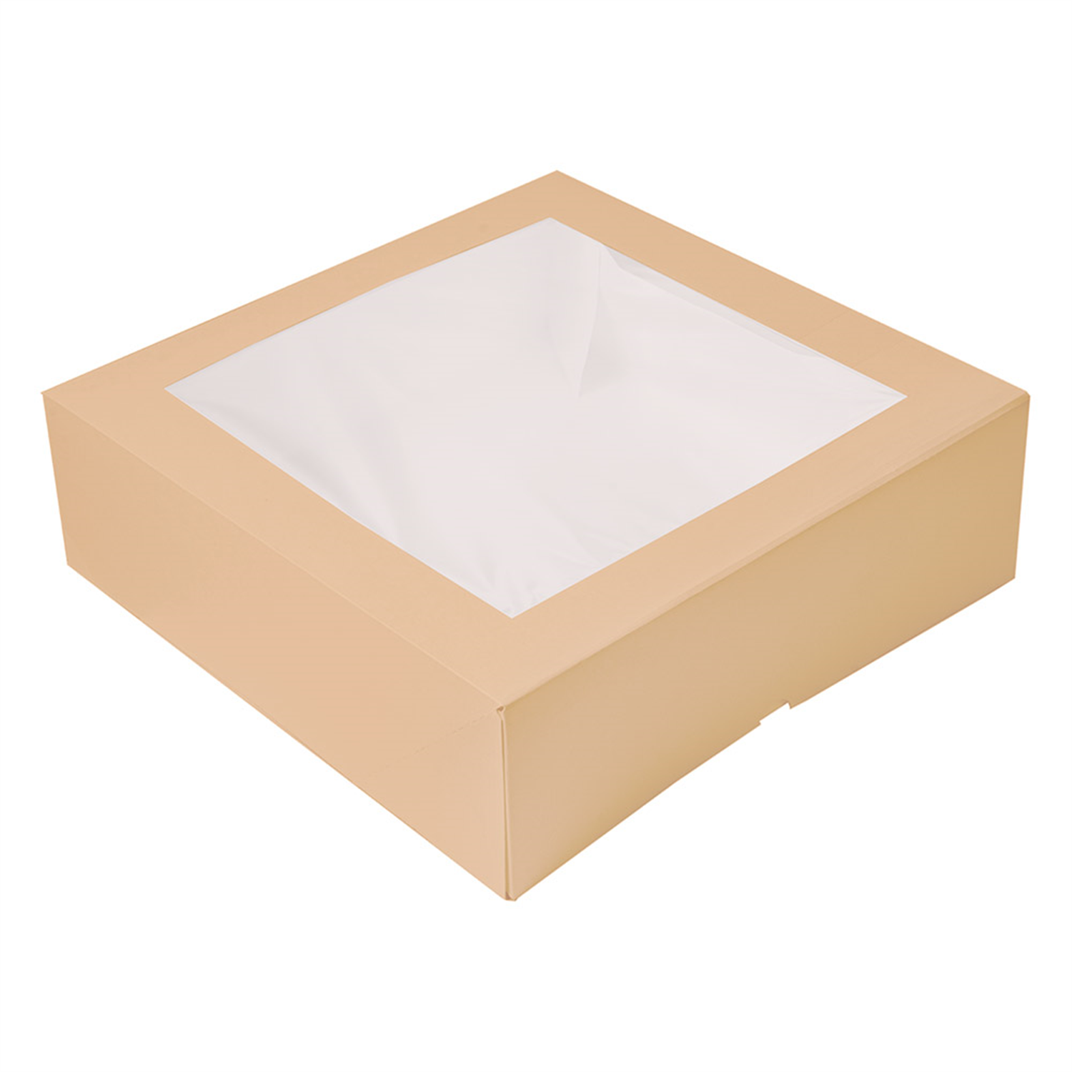 Boîte pâtissière en carton kraft avec fenêtre 32 x 32 x 10 cm par 50